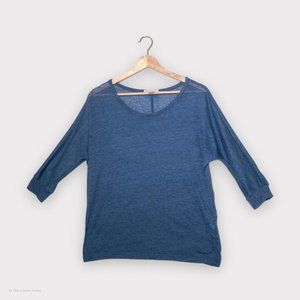 sheer 3/4 sleeve light sweater in blue